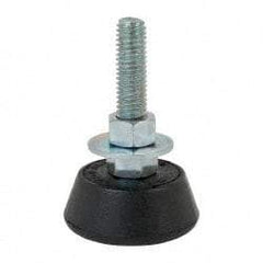 Mason Ind. - 1000 Lb Capacity, 1/2-13 Thread, 3-3/8" OAL, Steel Stud, Studded Socket Mount Leveling Mount - 2-1/2" Stud Length, 2-1/4" Base Diam, Neoprene Pad with Steel Glide - Eagle Tool & Supply