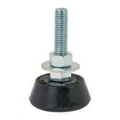Mason Ind. - 600 Lb Capacity, 1/2-13 Thread, 3-3/8" OAL, Steel Stud, Studded Socket Mount Leveling Mount - 2-1/2" Stud Length, 2-1/4" Base Diam, Neoprene Pad with Steel Glide - Eagle Tool & Supply