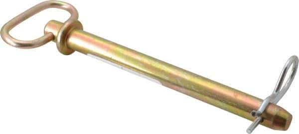 Made in USA - 5/8" Pin Diam, 6-3/4" Long, Zinc Plated Steel Pull Ring Hitch Pin - 6" Usable Length - Eagle Tool & Supply