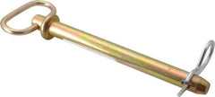 Made in USA - 5/8" Pin Diam, 6-3/4" Long, Zinc Plated Steel Pull Ring Hitch Pin - 6" Usable Length - Eagle Tool & Supply
