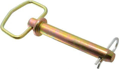 Made in USA - 3/4" Pin Diam, 5" Long, Zinc Plated Steel Pull Ring Hitch Pin - 4-1/4" Usable Length - Eagle Tool & Supply