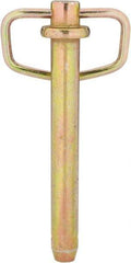 Made in USA - 3/4" Pin Diam, 6" Long, Zinc Plated Steel Pull Ring Hitch Pin - 5-1/4" Usable Length - Eagle Tool & Supply