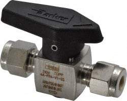 Parker - 1/4" Pipe, 3,000 psi WOG Rating, 316 Stainless Steel, Inline, One Way Instrumentation Plug Valve - Wedge Handle, Viton Seal - Eagle Tool & Supply