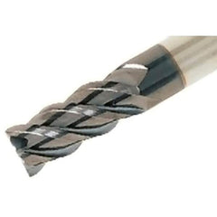 Iscar - 5/8", 1-1/4" LOC, 5/8" Shank Diam, 3-1/2" OAL, 4 Flute, Solid Carbide Square End Mill - Single End, TiAlN Finish, Spiral Flute, 45° Helix, Right Hand Cut, Right Hand Flute - Eagle Tool & Supply