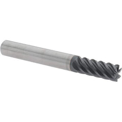 Iscar - 0.313", 3/4" LOC, 5/16" Shank Diam, 2-1/2" OAL, 6 Flute, Solid Carbide Square End Mill - Single End, TiAlN Finish, Spiral Flute, 45° Helix, Centercutting, Right Hand Cut, Right Hand Flute - Eagle Tool & Supply