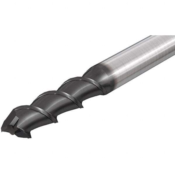 Iscar - 16mm, 32mm LOC, 16mm Shank Diam, 92mm OAL, 2 Flute, Solid Carbide Square End Mill - Single End, Uncoated, Spiral Flute, 55° Helix, Centercutting, Right Hand Cut, Right Hand Flute - Eagle Tool & Supply