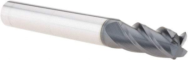 Iscar - 3/8", 4 Flute, Single End, Solid Carbide, 0.03" Corner Radius End Mill - 2-1/2" OAL, 38° Helix, Right Hand Flute, 3/4" LOC, Right Hand Cut - Eagle Tool & Supply