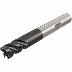 Iscar - 12mm Diam, Coarse Pitch, 12mm LOC, 4 Flute Solid Carbide 45° Corner Chamfer Roughing End Mill - TiAlN Finish, 83mm OAL, 12mm Shank Diam, Single End, Centercutting, 45° Helix - Eagle Tool & Supply
