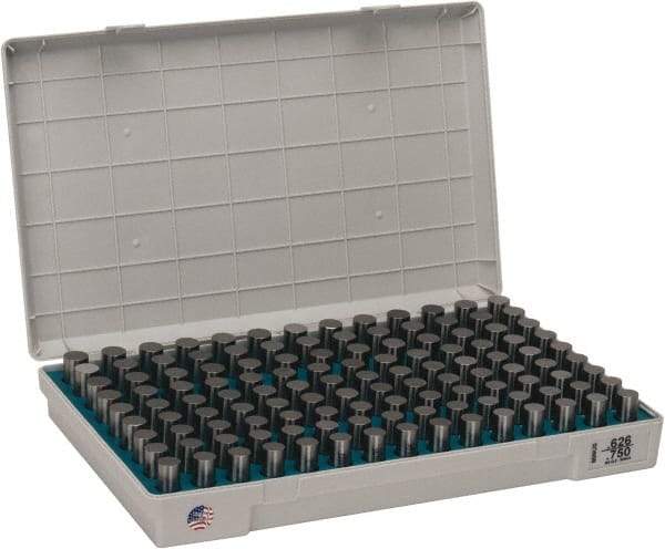 Meyer Gage - 125 Piece, 0.626-0.75 Inch Diameter Plug and Pin Gage Set - Minus 0.0001 Inch Tolerance, Class Z - Eagle Tool & Supply