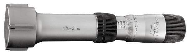 Starrett - 16 to 20mm, 62mm Gage Depth, Mechanical Inside Micrometer - 0.005mm Graduation, 0.004mm Accuracy, Ratchet Stop Thimble - Eagle Tool & Supply