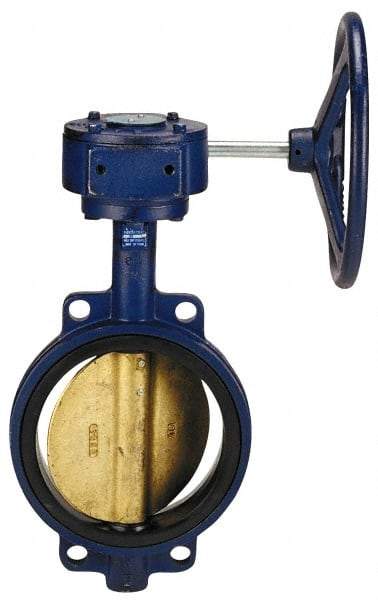 NIBCO - 8" Pipe, Wafer Butterfly Valve - Gear Handle, Cast Iron Body, EPDM Seat, 200 WOG, Aluminum Bronze Disc, Stainless Steel Stem - Eagle Tool & Supply