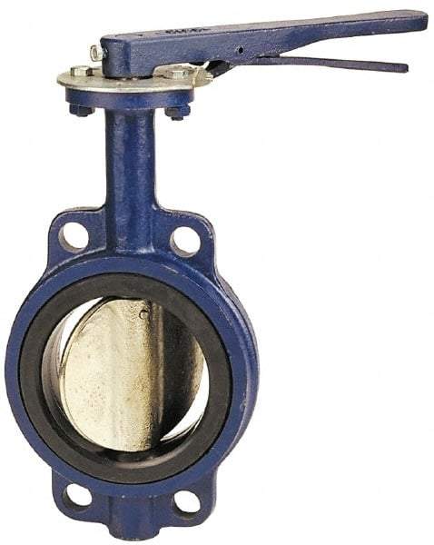 NIBCO - 8" Pipe, Wafer Butterfly Valve - Lever Handle, Cast Iron Body, Buna-N Seat, 200 WOG, Aluminum Bronze Disc, Stainless Steel Stem - Eagle Tool & Supply