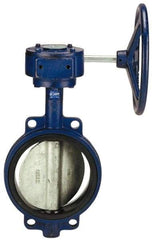 NIBCO - 8" Pipe, Wafer Butterfly Valve - Gear Handle, Cast Iron Body, Buna-N Seat, 200 WOG, Aluminum Bronze Disc, Stainless Steel Stem - Eagle Tool & Supply