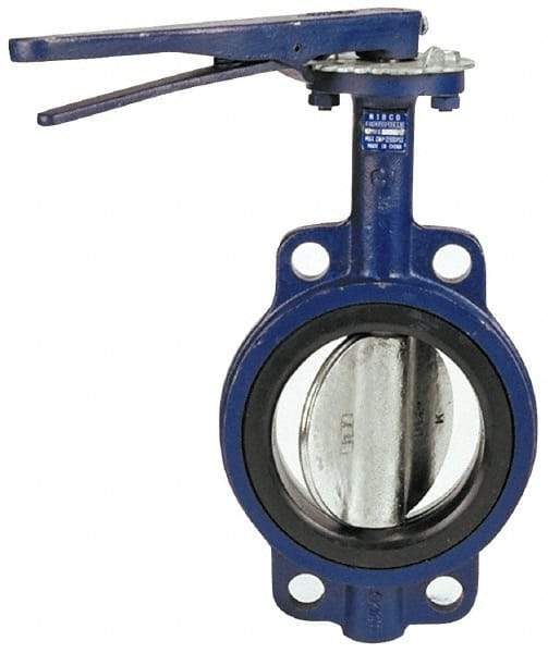 NIBCO - 2-1/2" Pipe, Wafer Butterfly Valve - Lever Handle, Cast Iron Body, EPDM Seat, 200 WOG, Ductile Iron Disc, Stainless Steel Stem - Eagle Tool & Supply