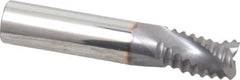 Niagara Cutter - 3/8" Diam, Coarse Pitch, 1/2" LOC, 3 Flute Solid Carbide Corner Chamfer Roughing End Mill - TiCN Finish, 2" OAL, 3/8" Shank Diam, Single End, Centercutting, 30° Helix - Eagle Tool & Supply