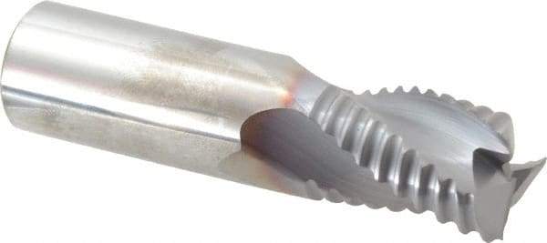 Niagara Cutter - 3/4" Diam, Coarse Pitch, 1" LOC, 3 Flute Solid Carbide Corner Chamfer Roughing End Mill - TiCN Finish, 3" OAL, 3/4" Shank Diam, Single End, Centercutting, 30° Helix - Eagle Tool & Supply