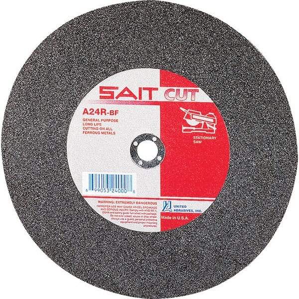 Sait - 12" 24 Grit Aluminum Oxide Cutoff Wheel - 1/8" Thick, 1" Arbor, 5,100 Max RPM, Use with Stationary Tools - Eagle Tool & Supply