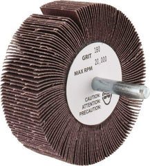 Merit Abrasives - 3" Diam x 1" Face Width, Very Fine Aluminum Oxide Coated Mounted Flap Wheel - 1/4" Shank Mount, 180 Grit, 30,000 Max RPM - Eagle Tool & Supply