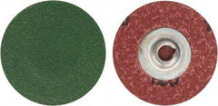 Merit Abrasives - 1-1/2" Disc Diam, 120 Grit, Zirconia Alumina Quick Change Disc - Type S Attaching System, Coated, Blue, Fine Grade, 30,000 RPM - Eagle Tool & Supply