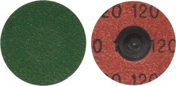 Merit Abrasives - 1-1/2" Disc Diam, 120 Grit, Zirconia Alumina Quick Change Disc - Type R Attaching System, Coated, Blue, Fine Grade, 30,000 RPM, R801 Series - Eagle Tool & Supply