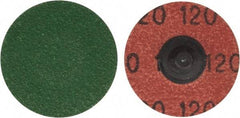 Merit Abrasives - 1-1/2" Disc Diam, 120 Grit, Zirconia Alumina Quick Change Disc - Type R Attaching System, Coated, Blue, Fine Grade, 30,000 RPM, R801 Series - Eagle Tool & Supply