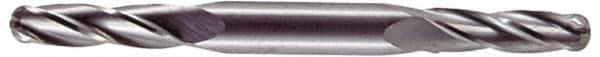 Hertel - 1/2" Diam, 1" LOC, 4 Flute Solid Carbide Ball End Mill - Uncoated, Double End, 4" OAL, 1/2" Shank Diam, Spiral Flute - Eagle Tool & Supply