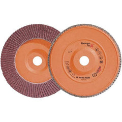 WALTER Surface Technologies - 40 Grit, 7" Disc Diam, 7/8" Center Hole, Zirconia Alumina Flap Disc - 8,600 Max RPM, Plastic Backing, Arbor Attaching System, Coated - Eagle Tool & Supply