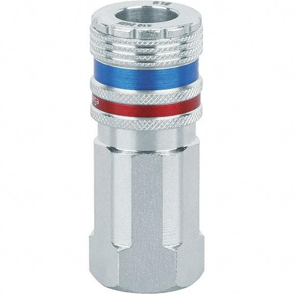 Dynabrade - 1/2 Female NPT Pneumatic Hose Coupler - Steel/Brass, 1/2" Body Diam - Eagle Tool & Supply