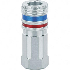 Dynabrade - 1/2 Female NPT Pneumatic Hose Coupler - Steel/Brass, 1/2" Body Diam - Eagle Tool & Supply