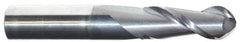 Accupro - 9/16" Diam, 7/8" LOC, 2 Flute Solid Carbide Ball End Mill - AlTiN Finish, Single End, 3" OAL, 9/16" Shank Diam, Spiral Flute - Eagle Tool & Supply