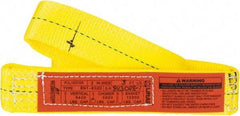 Lift-All - 3' Long x 2" Wide, 6,400 Lb Vertical Capacity, 1 Ply, Polyester Web Sling - 5,000 Lb Choker Capacity, Yellow - Eagle Tool & Supply