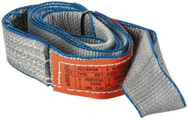 Lift-All - 6' Long x 2" Wide, 3,200 Lb Vertical Capacity, 1 Ply, Polyester Web Sling - 2,500 Lb Choker Capacity, Silver (Color) - Eagle Tool & Supply