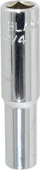 Blackhawk by Proto - 1/4", 1/4" Drive, Deep Hand Socket - 6 Points, 2" OAL, Chrome Finish - Eagle Tool & Supply