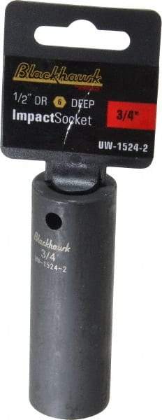 Blackhawk by Proto - 1/2" Drive 3/4" Deep Impact Socket - 6 Points, 3-5/16" OAL - Eagle Tool & Supply
