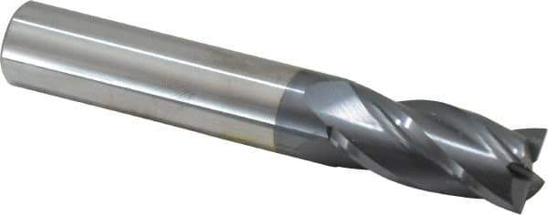 SGS - 9/16", 1-1/8" LOC, 9/16" Shank Diam, 3-1/2" OAL, 4 Flute, Solid Carbide Square End Mill - Single End, AlTiN Finish, Spiral Flute, 30° Helix, Centercutting, Right Hand Cut, Right Hand Flute, Series 1 - Eagle Tool & Supply