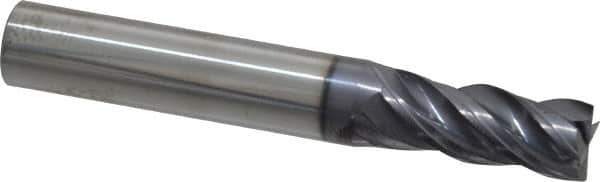SGS - 11/32", 13/16" LOC, 3/8" Shank Diam, 2-1/2" OAL, 4 Flute, Solid Carbide Square End Mill - Single End, AlTiN Finish, Spiral Flute, Variable° Helix, Right Hand Cut, Right Hand Flute, Series Z1 - Eagle Tool & Supply