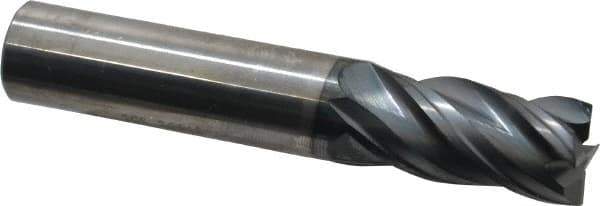 SGS - 5/8", 1-1/4" LOC, 5/8" Shank Diam, 3-1/2" OAL, 4 Flute, Solid Carbide Square End Mill - Single End, AlTiN Finish, Spiral Flute, Variable° Helix, Right Hand Cut, Right Hand Flute, Series Z1 - Eagle Tool & Supply