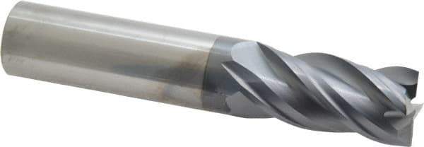 SGS - 3/4", 1-1/2" LOC, 3/4" Shank Diam, 4" OAL, 4 Flute, Solid Carbide Square End Mill - Single End, AlTiN Finish, Spiral Flute, Variable° Helix, Right Hand Cut, Right Hand Flute, Series Z1 - Eagle Tool & Supply