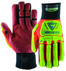 Synthetic Red Reinforced Dotted Double Palm Gloves Large - Eagle Tool & Supply