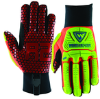 Synthetic Leather Double Palm Reinforced Red Silicone Palm Gloves Large - Eagle Tool & Supply