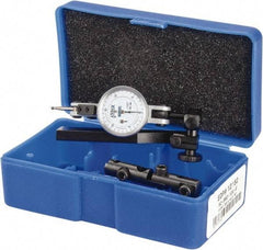 Fowler - 12 Piece, 0" to 0.06" Measuring Range, 1" Dial Diam, 0-15-0 Dial Reading, White Dial Test Indicator Kit - 0.04, 0.08 & 0.12" Ball Diam, 0.001" Dial Graduation - Eagle Tool & Supply