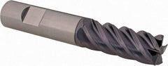 SGS - 1/2", 1-1/4" LOC, 1/2" Shank Diam, 3" OAL, 5 Flute, Solid Carbide Square End Mill - Single End, AlTiN Finish, Spiral Flute, 45° Helix, Centercutting, Right Hand Cut, Right Hand Flute, Series 55 - Eagle Tool & Supply