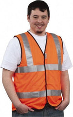 PRO-SAFE - Size L High Visibility Orange Mesh General Purpose Vest - 39 to 43" Chest, ANSI 107-2004, Hook & Loop Closure, Polyester - Eagle Tool & Supply