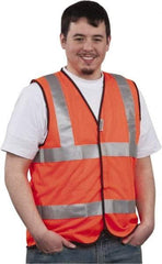 PRO-SAFE - Size 2XL High Visibility Orange Mesh General Purpose Vest - 46 to 49" Chest, ANSI 107-2004, Hook & Loop Closure, Polyester - Eagle Tool & Supply