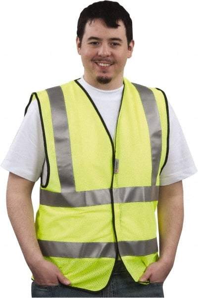 PRO-SAFE - Size L High Visibility Yellow Mesh General Purpose Vest - 39 to 43" Chest, ANSI 107-2004, Hook & Loop Closure, Polyester - Eagle Tool & Supply