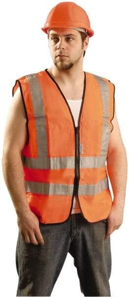 PRO-SAFE - Size M High Visibility Orange Solid Surveyor's Vest - 37 to 39" Chest, ANSI 107-2004, Zipper Closure, 12 Pockets, Polyester - Eagle Tool & Supply