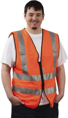 PRO-SAFE - Size XL High Visibility Orange Solid Surveyor's Vest - 43 to 46" Chest, ANSI 107-2004, Zipper Closure, 12 Pockets, Polyester - Eagle Tool & Supply