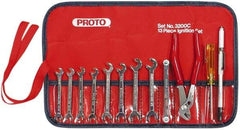 Proto - 12 Piece, 13/64" to 11/32", Ignition Wrench Set - Inch Measurement Standard, Chrome Finish, Comes in Roll Up Pouch - Eagle Tool & Supply