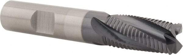 Kennametal - 1/2" Diam, Fine Pitch, 1" LOC, 4 Flute Solid Carbide Roughing Square End Mill - AlTiN Finish, 3" OAL, 1/2" Shank Diam, Centercutting, 20° Helix - Eagle Tool & Supply