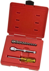 Proto - 12 Piece 1/4" Drive Full Polish Finish Socket Set - 12 Points, 3/16" to 9/16" Range, Inch Measurement Standard - Eagle Tool & Supply